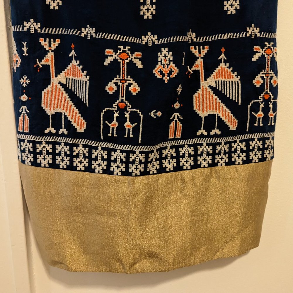 Anthropologie Floreat Teal Embroidered "Avian Myth" Shift Dress - Picture 5 of 12